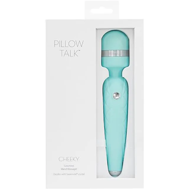 BMS Pillow Talk Cheeky teal wand vibrator in window box