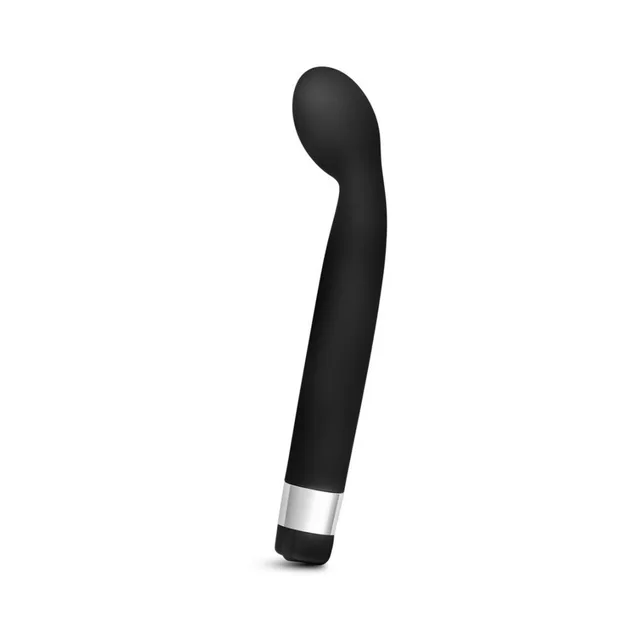 Blush Rose Scarlet G Vibrator upright view with curved neck and oval tip
