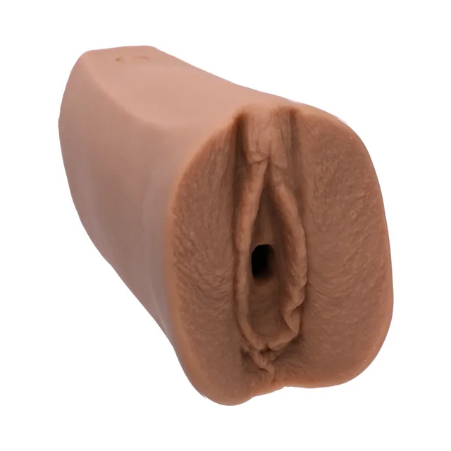 Brittanya ULTRASKYN caramel pocket stroker three-quarter left angle with rectangular body and molded opening