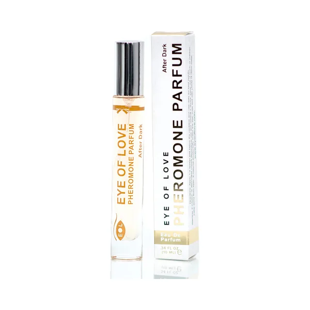 Eye of Love After Dark 10 ml gold roll-on beside white carton