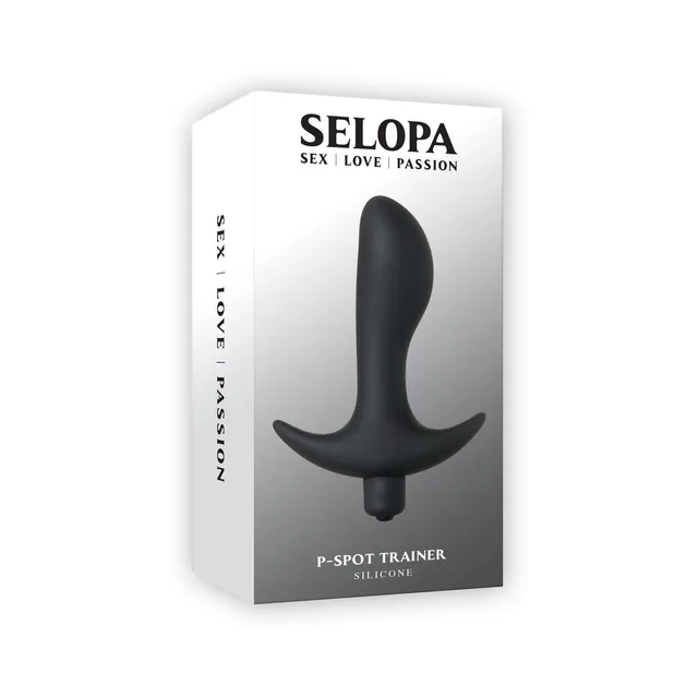 Black Selopa P-Spot Trainer displayed in front of white retail box
