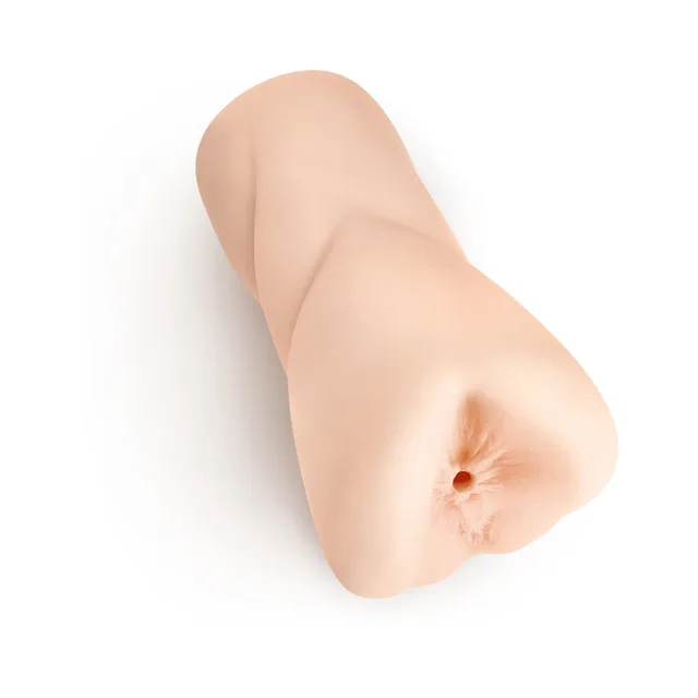 I Dream of Anal Angie beige TPE stroker freestanding three-quarter view of the sculpted buttocks shape