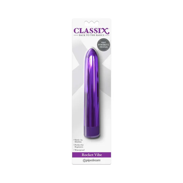 Pipedream Classix Rocket purple 7-inch vibrator in white retail box