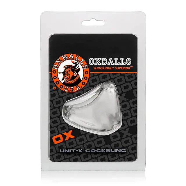 OxBalls Unit-X Clear TPE Sling in hanging package