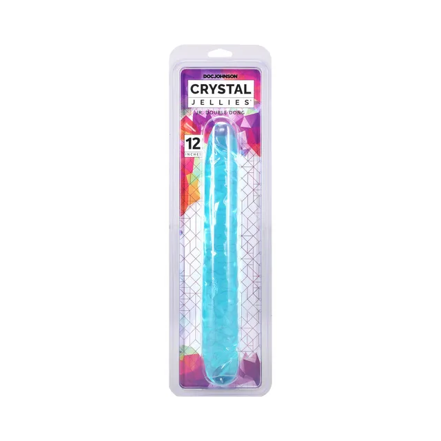 Crystal Jellies 12-inch Junior teal double dong in clear pack
