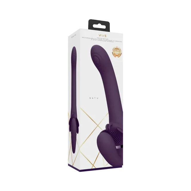 Purple Shots VIVE SATU strapless strap-on in white retail box