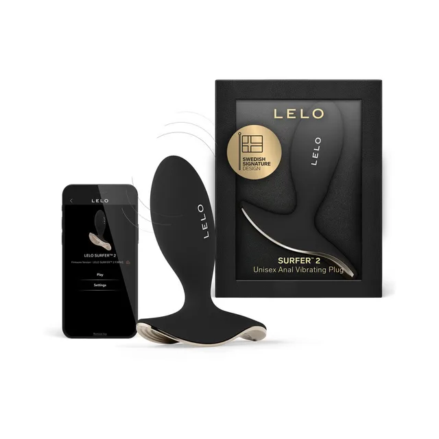 LELO Surfer 2 black T-shaped vibrator with phone and black presentation box