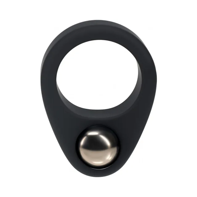 Black LEVELZ silicone ring with one polished steel ball