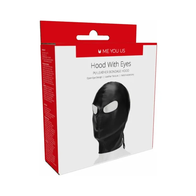 Black Me You Us hood with two eye openings on package