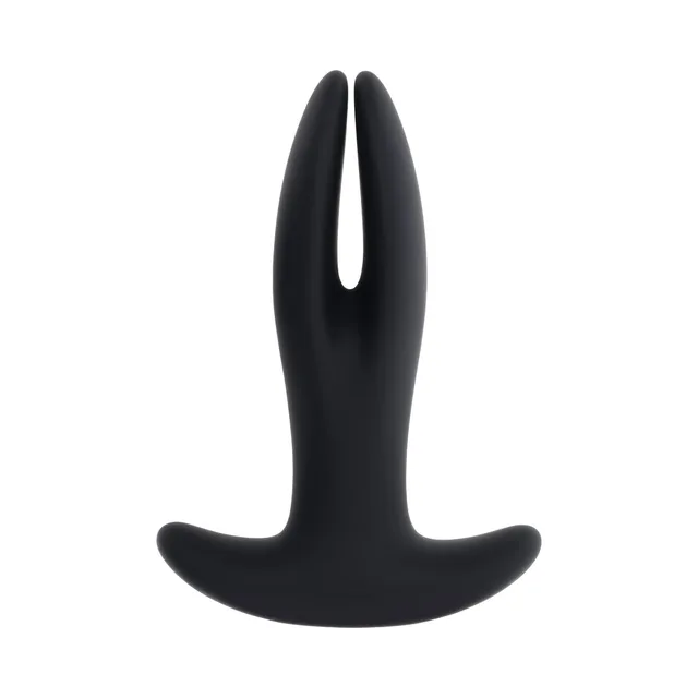 Front view of black Spread The Love split-tip vibrator