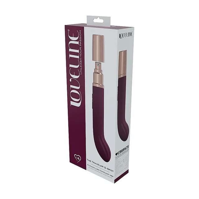 burgundy LoveLine Traveler G-Spot vibrator displayed in matching wine-red box