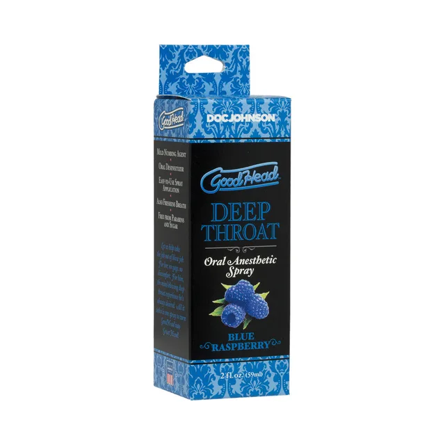 Doc Johnson GoodHead Blue Raspberry spray black-and-blue retail carton front view
