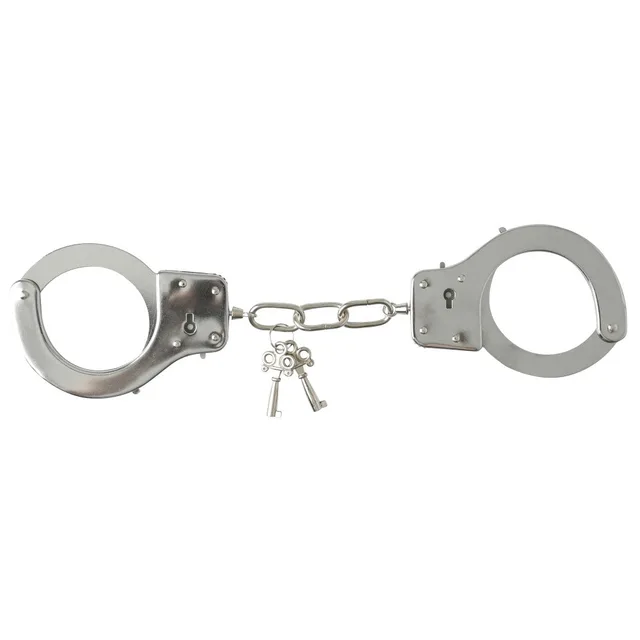 Sex and Mischief Metal Handcuffs silver chain cuffs with two keys