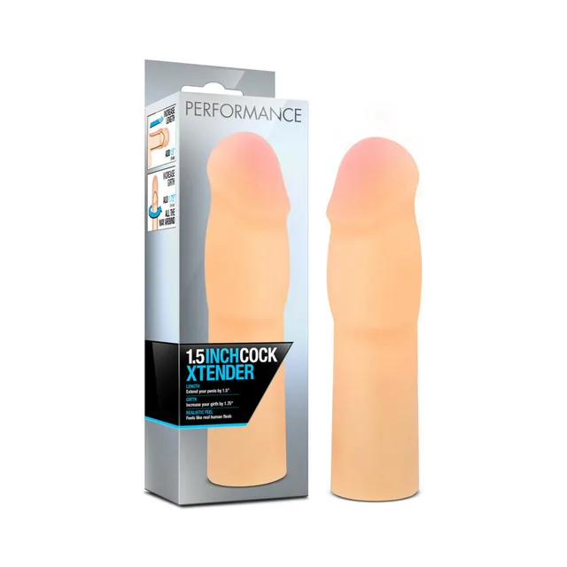 Performance Cock Xtender beige 1.5-inch sleeve beside retail package