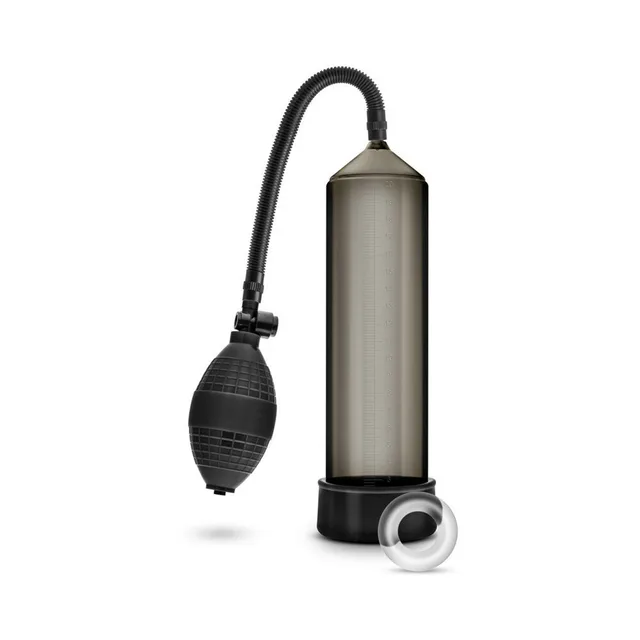 Blush Performance VX101 black pump upright smoked cylinder with black hose, hand bulb and white base sleeve