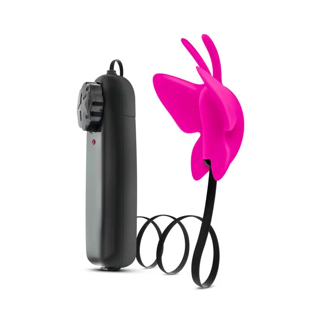 Blush Luxe Fuchsia Butterfly Teaser upright butterfly body beside black remote