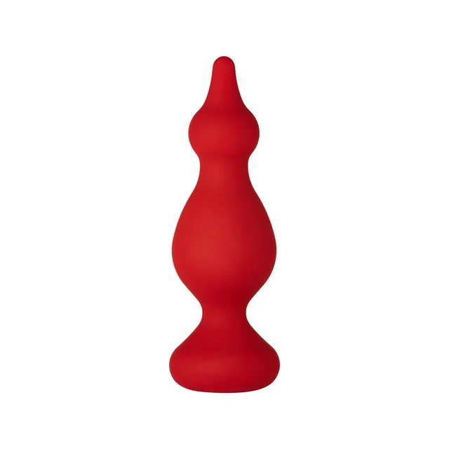 Front view of medium red three-bulb silicone plug