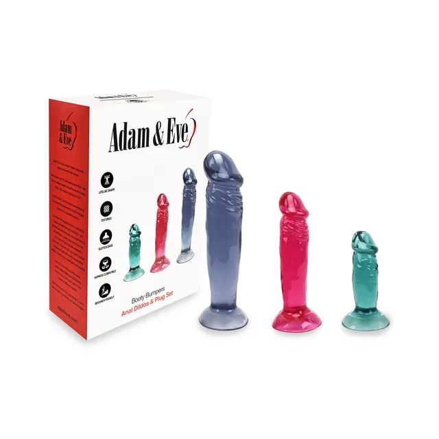 Booty Bumpers teal pink and gray toy trio beside retail box