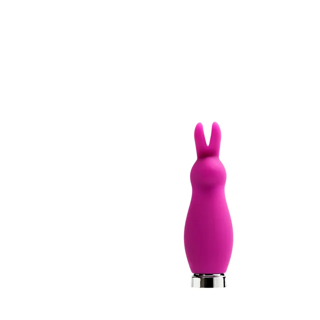 VeDO Crazzy Bunny Perfectly Purple Vibrator upright front view with twin ears