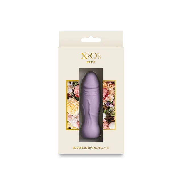 X&O's Peck lavender dildo in cream window box
