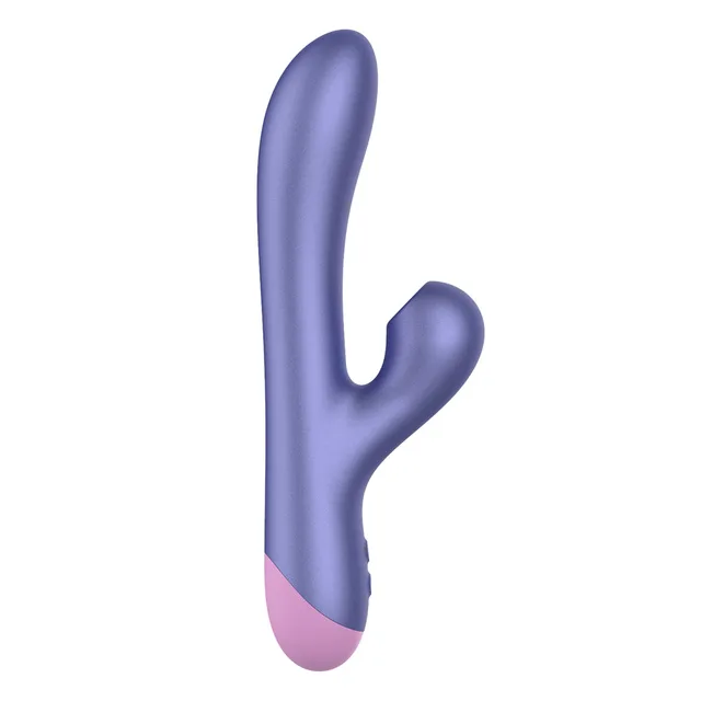 Front product view of purple ROMP Pulse with curved shaft and air-stimulation arm