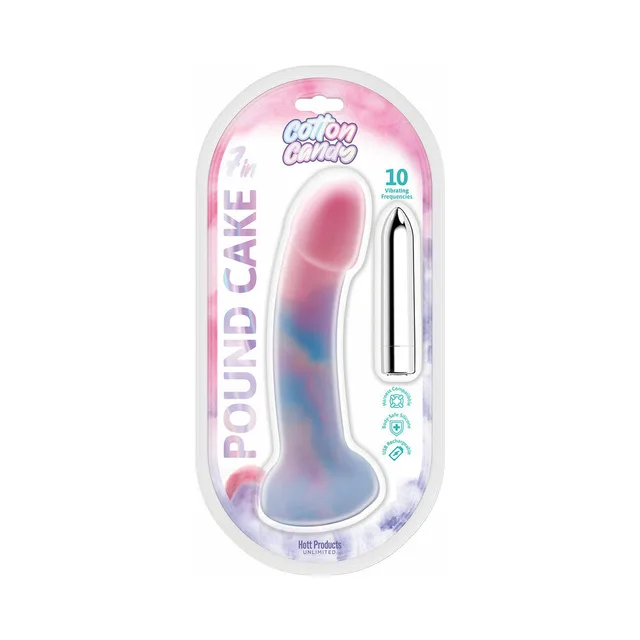 Hott Products Cotton Candy Pound Cake vibrator pink blue gradient design with black bullet in clear retail package