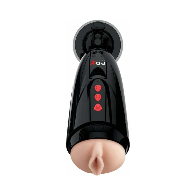 Front view of PDX Black Stroker with beige TPE opening