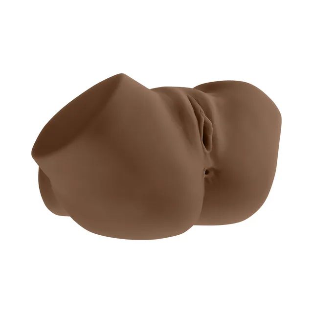 Brown Chanell Heart torso-style stroker viewed from front-left