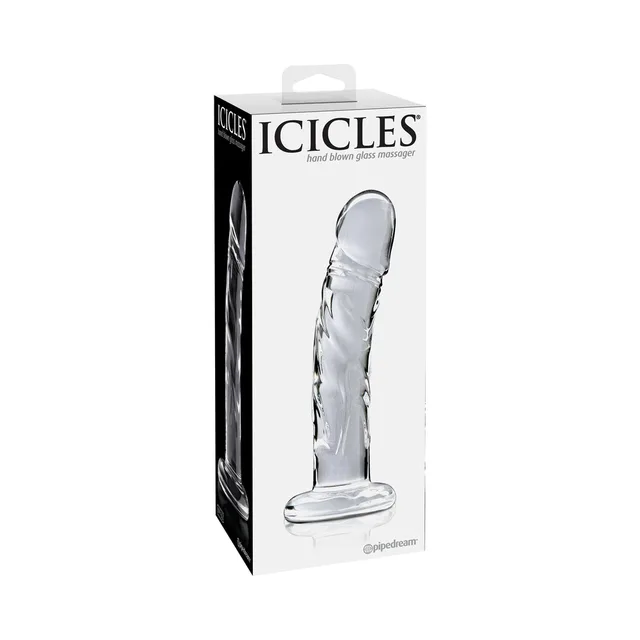 Icicles No. 62 clear glass dildo retail box