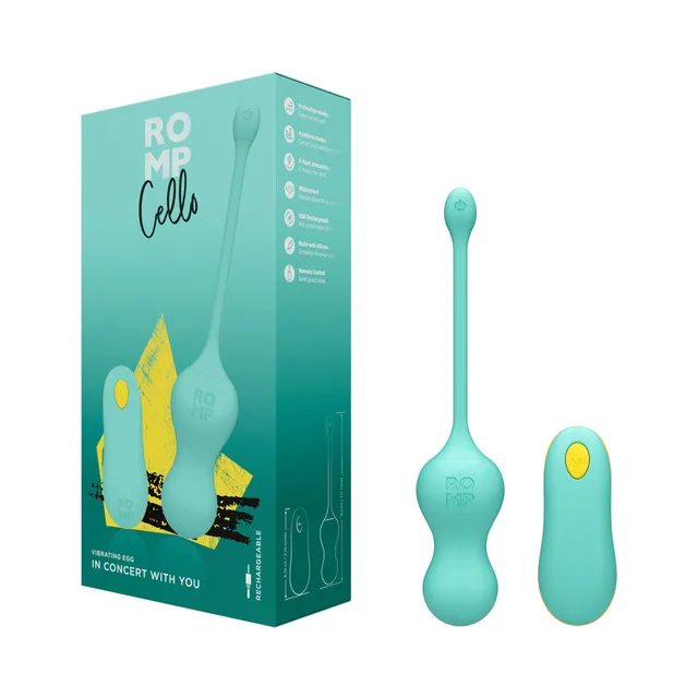 ROMP Cello teal egg remote and matching retail box