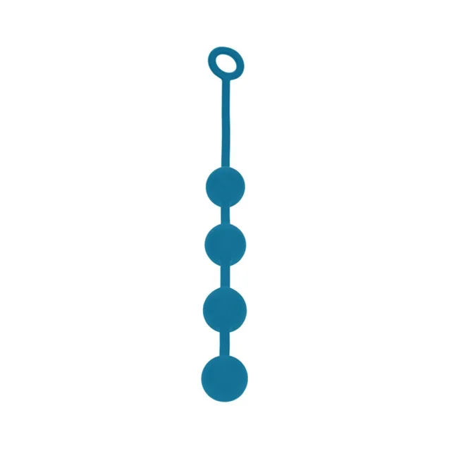 Large teal LEVELZ anal balls with four beads and retrieval loop