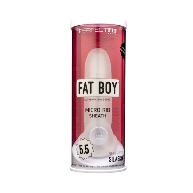 Perfect Fit Fat Boy 5.5-inch clear micro-ribbed sheath in cylindrical retail package