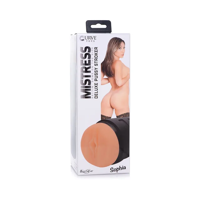 Curve Toys Mistress Sophia medium-tone stroker in white retail box