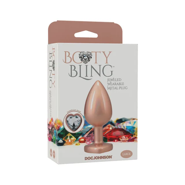 Large gold Booty Bling metal plug in white jeweled box