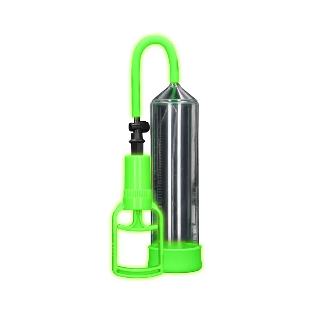 Clear beginner pump with neon-green hand control and hose