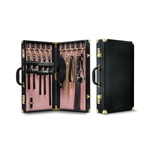 Temptasia black suitcase shown open and closed