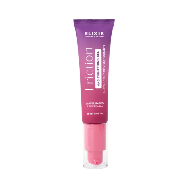Elixir Friction Tightening Intimate Gel 1 oz front view of gradient pump tube