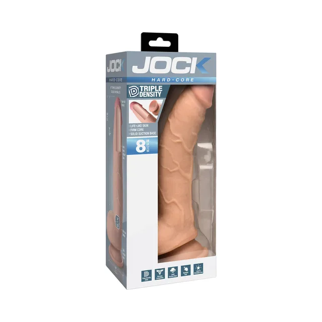 JOCK Hard-Core 8-inch triple-density dildo with balls in blue window box