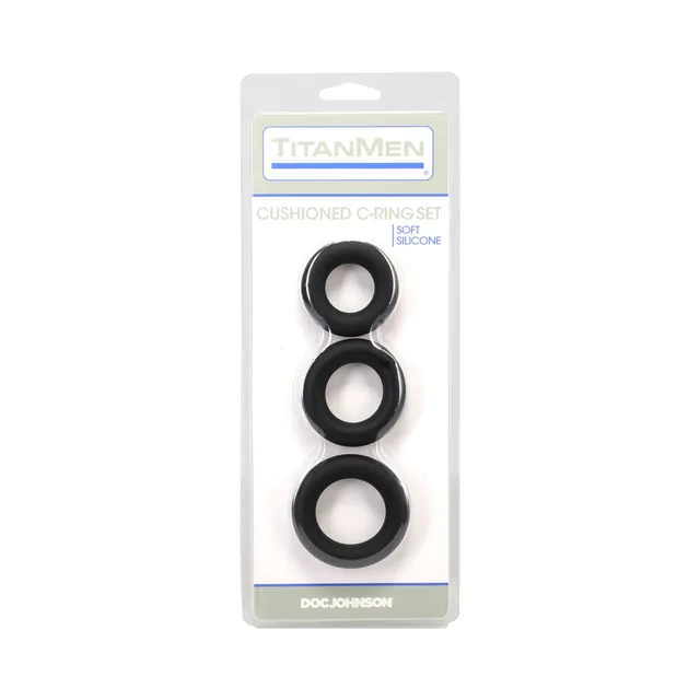 TitanMen Cushioned C-Ring 3 Piece Silicone Set Black