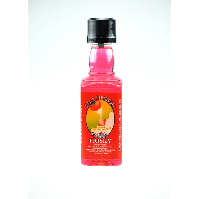 Love Lickers Virgin Strawberry light-pink massage oil bottle