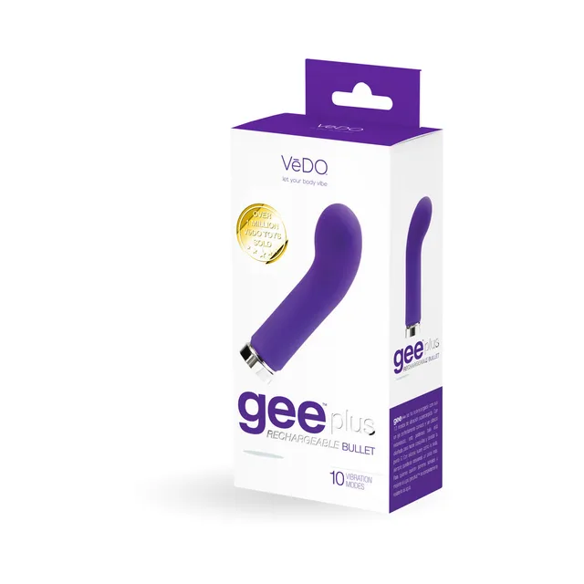 VeDO Geeplus Indigo Curved Bullet white purple retail carton three-quarter front
