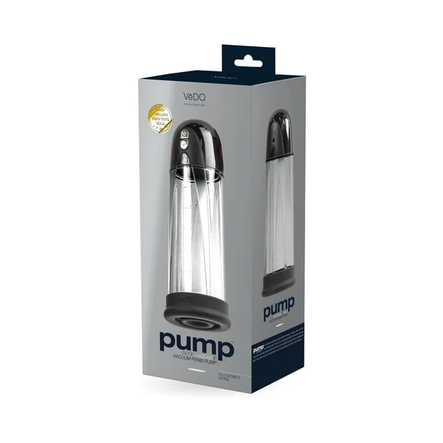 VeDO clear rechargeable penis pump in gray retail box