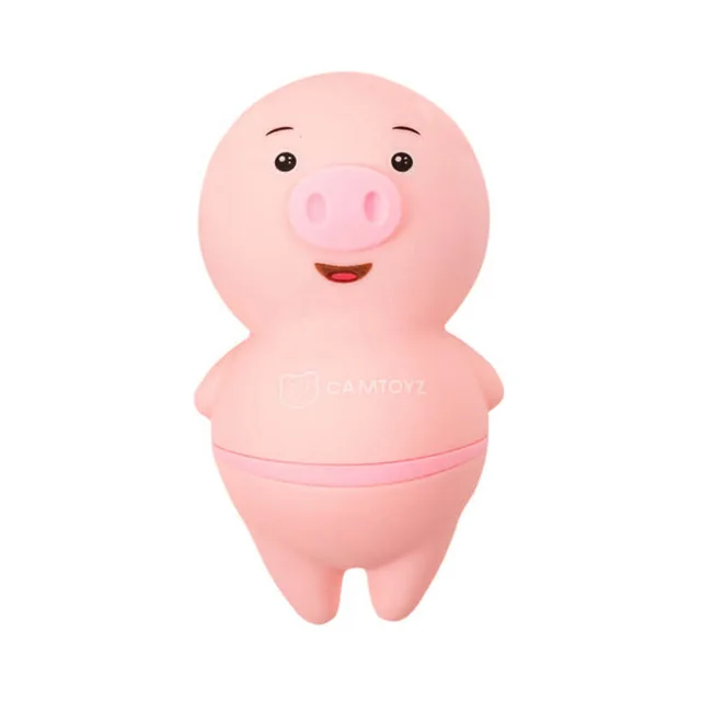 Camtoyz Pigly pink pig-shaped stimulator upright front view of pig face