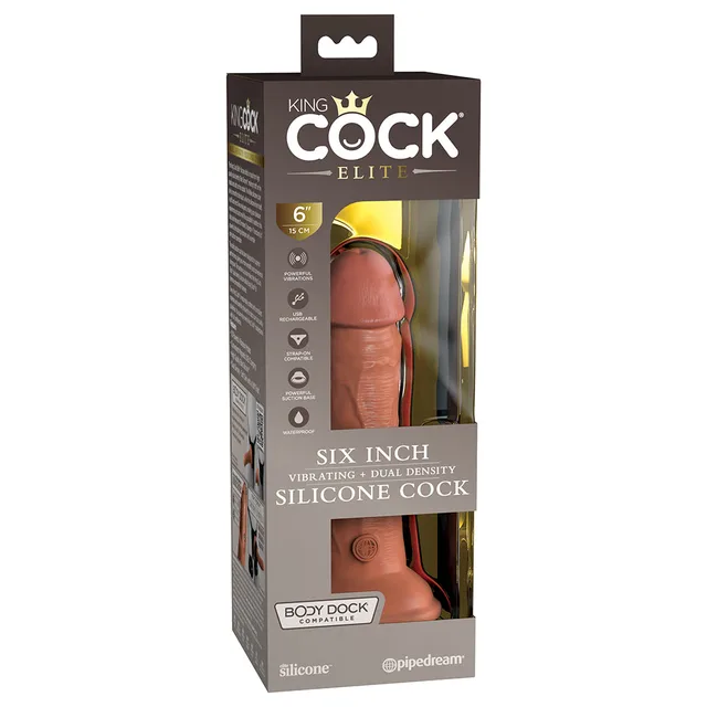 King Cock Elite Tan 6-inch vibrating dildo retail box front