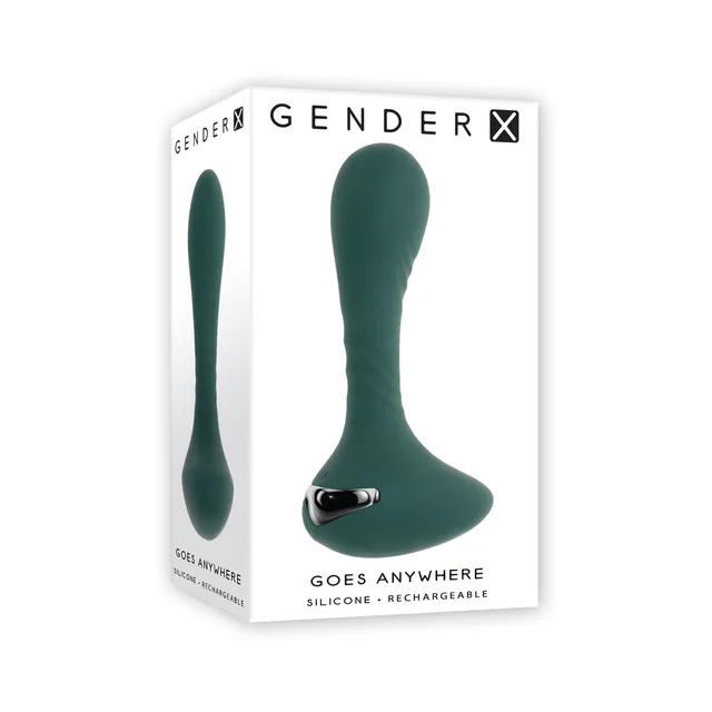 Gender X You Gotta Stick It teal vibrating anal plug in white retail box