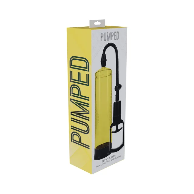 Shots Pumped Basic Pump 2 yellow yellow cylinder and black pump pictured on box