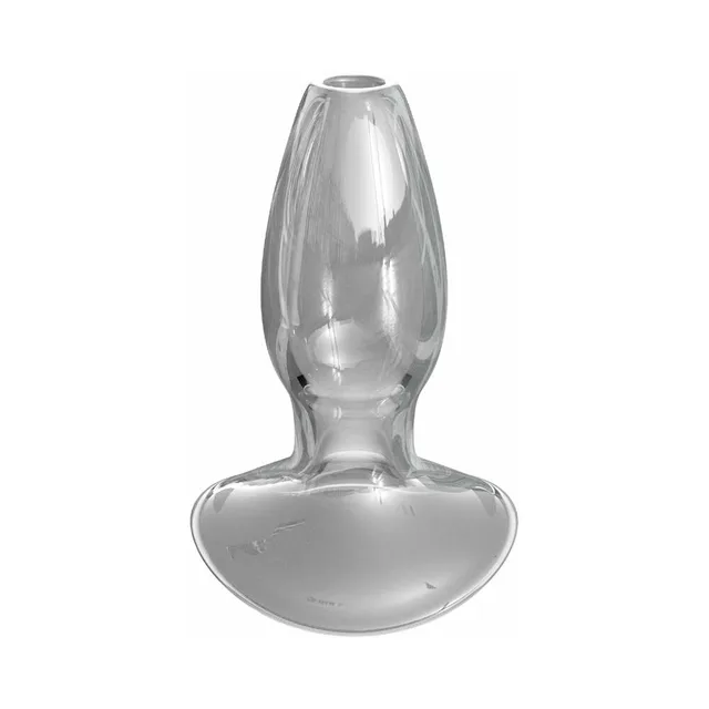 Clear glass tunnel plug with tapered body and oval base