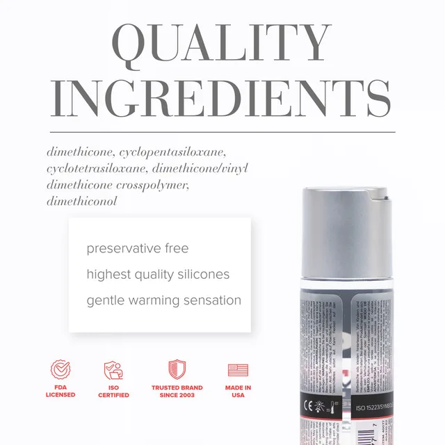 System JO Premium Warming bottle beside ingredient graphic