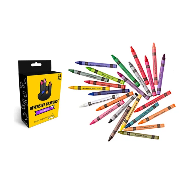 Offensive Crayons Porn Pack box beside scattered crayons