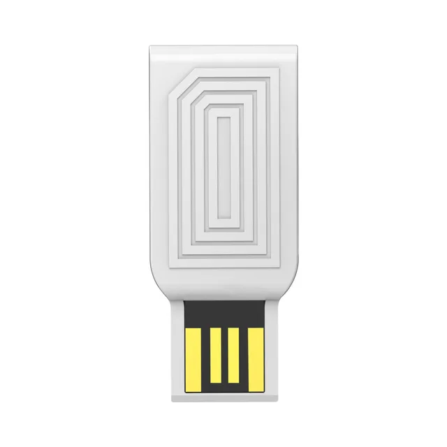 White Lovense USB Bluetooth Adapter with gold contacts and geometric face